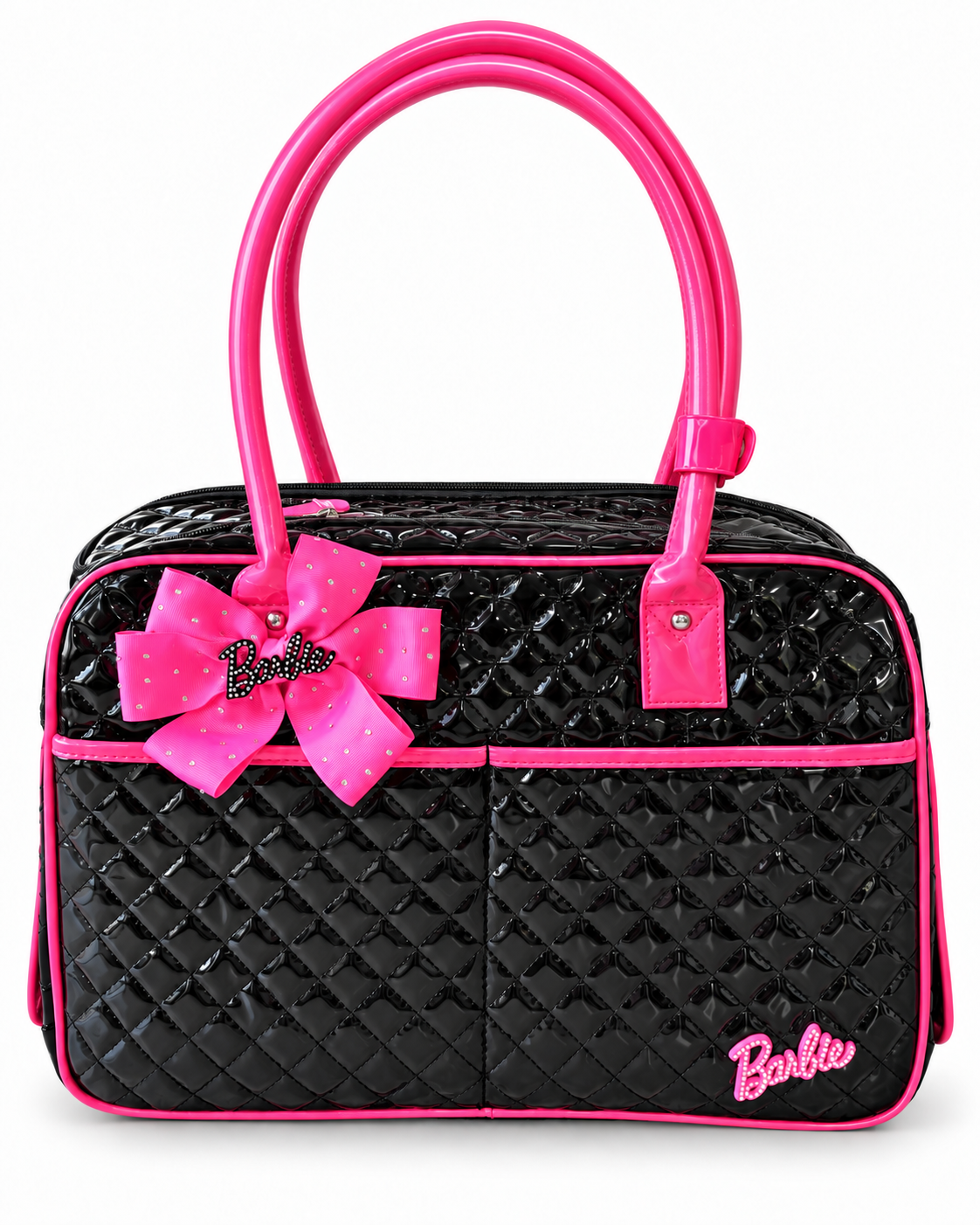 Black and Pink Quilted Pet Carrier Bag