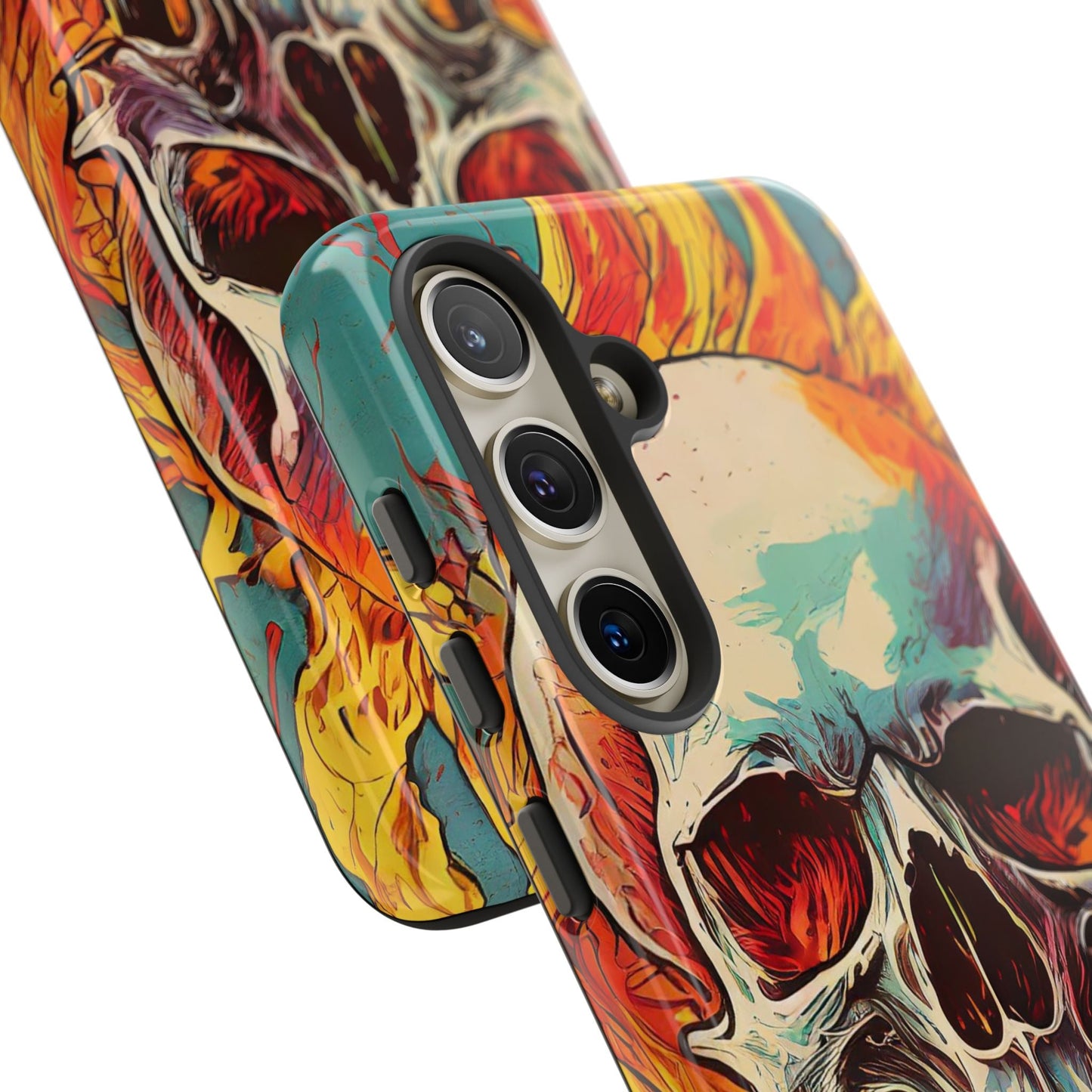 Flaming Skull Tough Phone Case