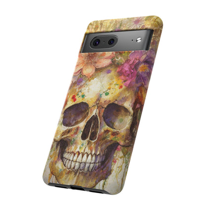 Unique Floral Skull Tough Phone Case