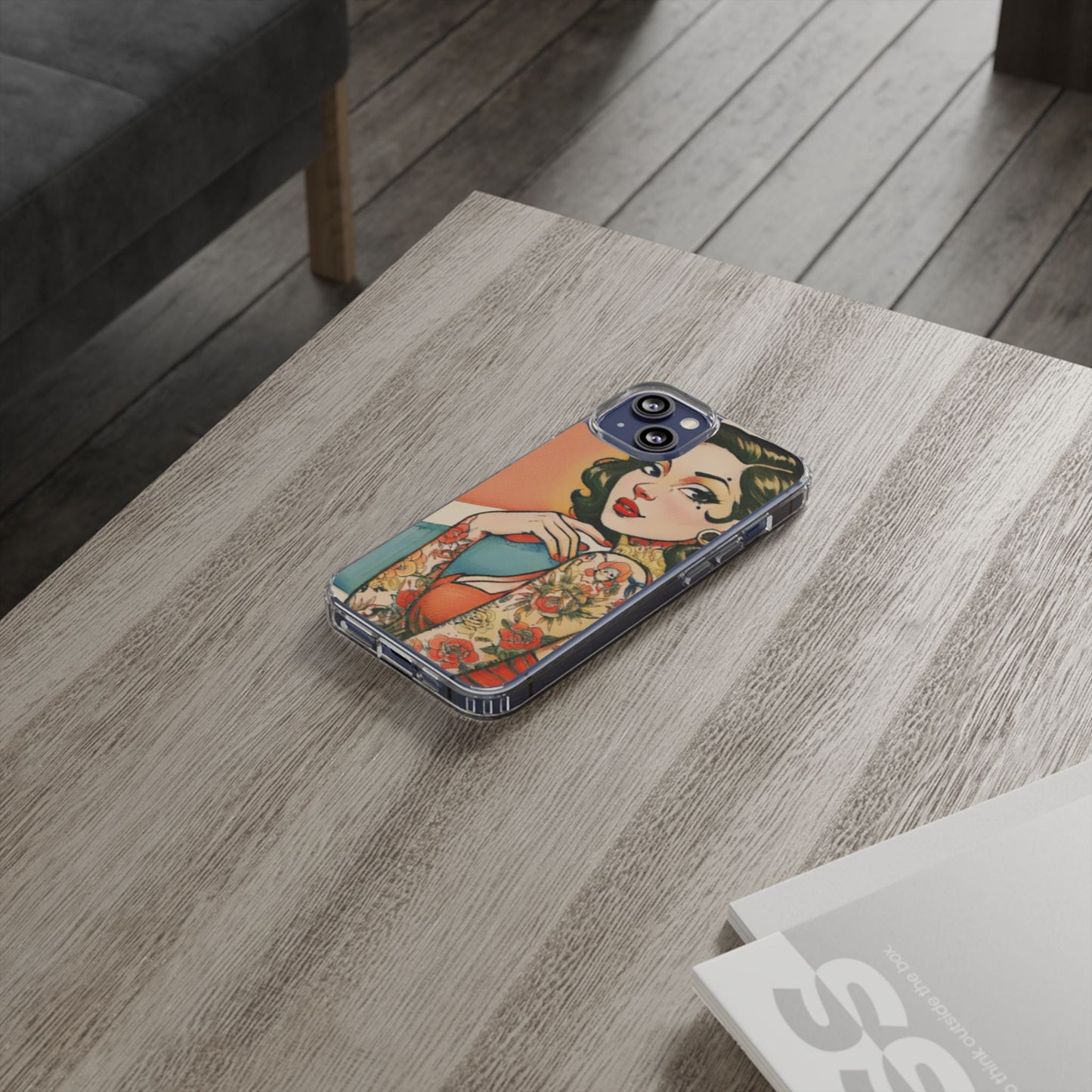 Retro Pin Up Clear Phone Case