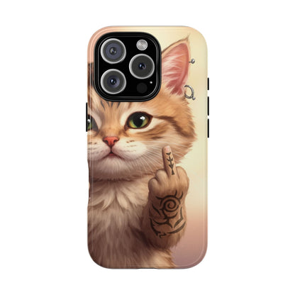 Evil Kitty Giving the Bird Tough Phone Case