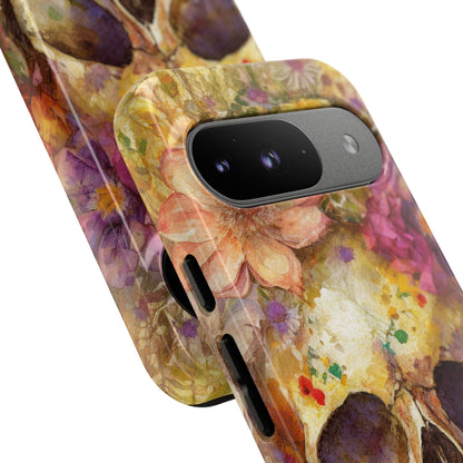 Unique Floral Skull Tough Phone Case