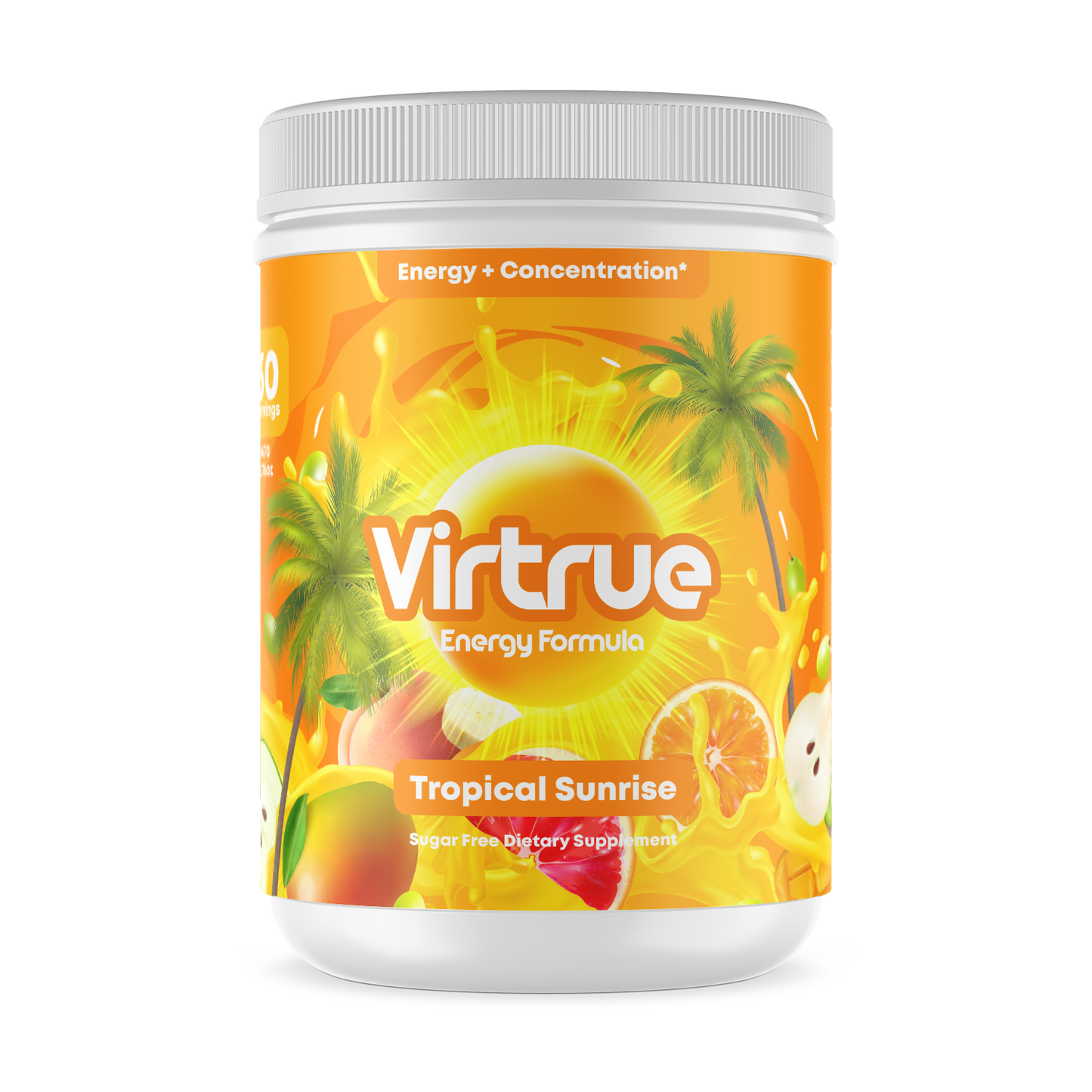 Tropical Sunrise Pre-Workout Energy Powder + Focus Boost & Hydration | Sugar Free