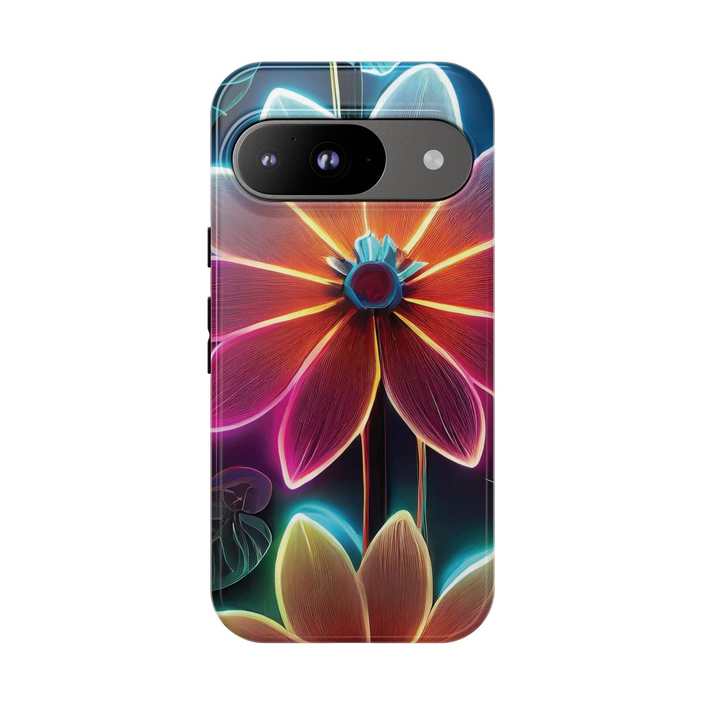 Vibrant Neon Flowers Tough Phone Case