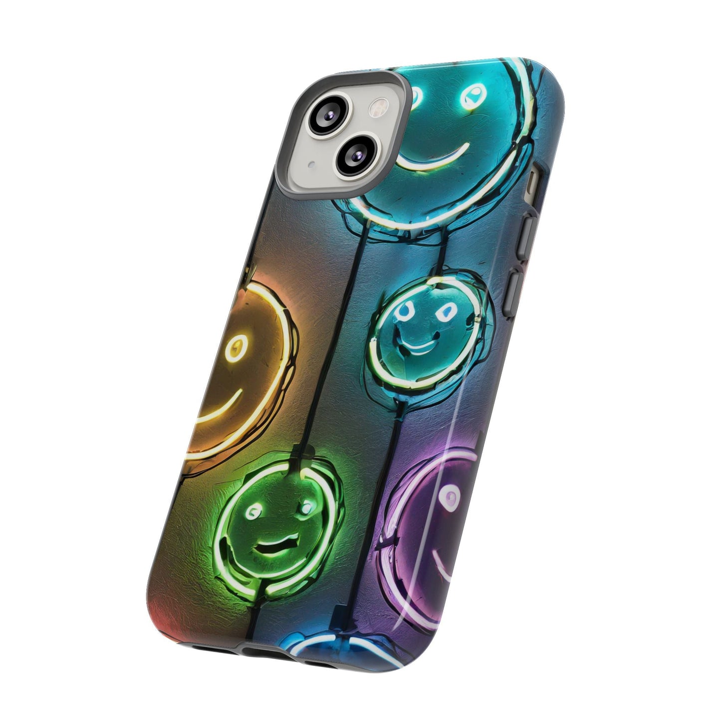 Colorful Neon Smiley Face Phone Case - Tough & Stylish Protection