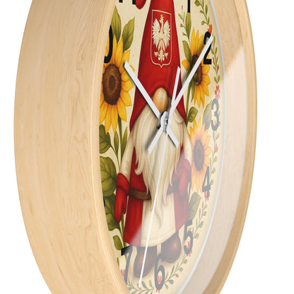 Polish Sunflower Gnome Wall Clock