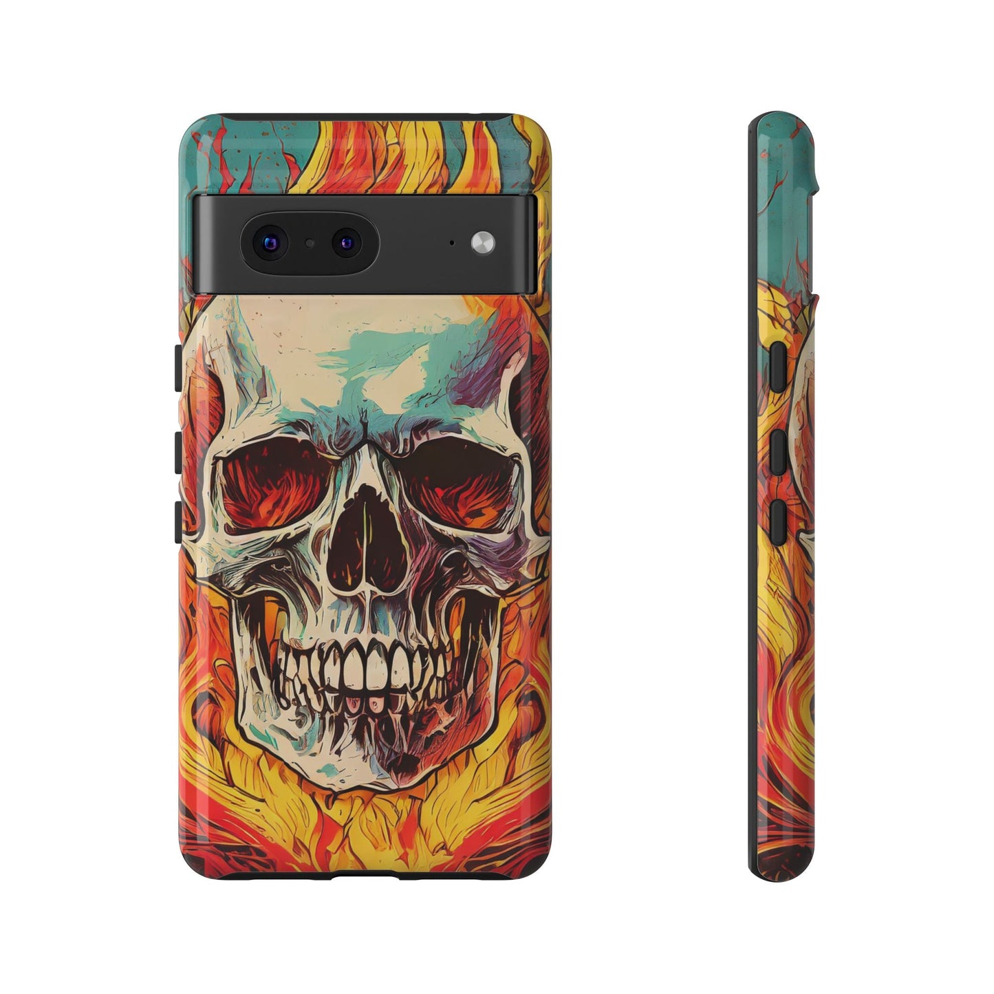 Flaming Skull Tough Phone Case