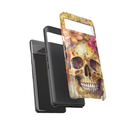 Unique Floral Skull Tough Phone Case