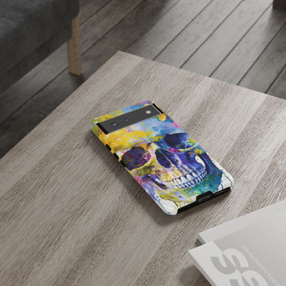 Vibrant Blue Floral Skull Tough Phone Case