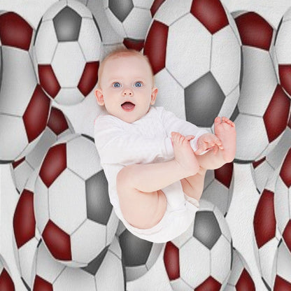 Maroon & Gray Soccer Balls Pattern Throw Blanket