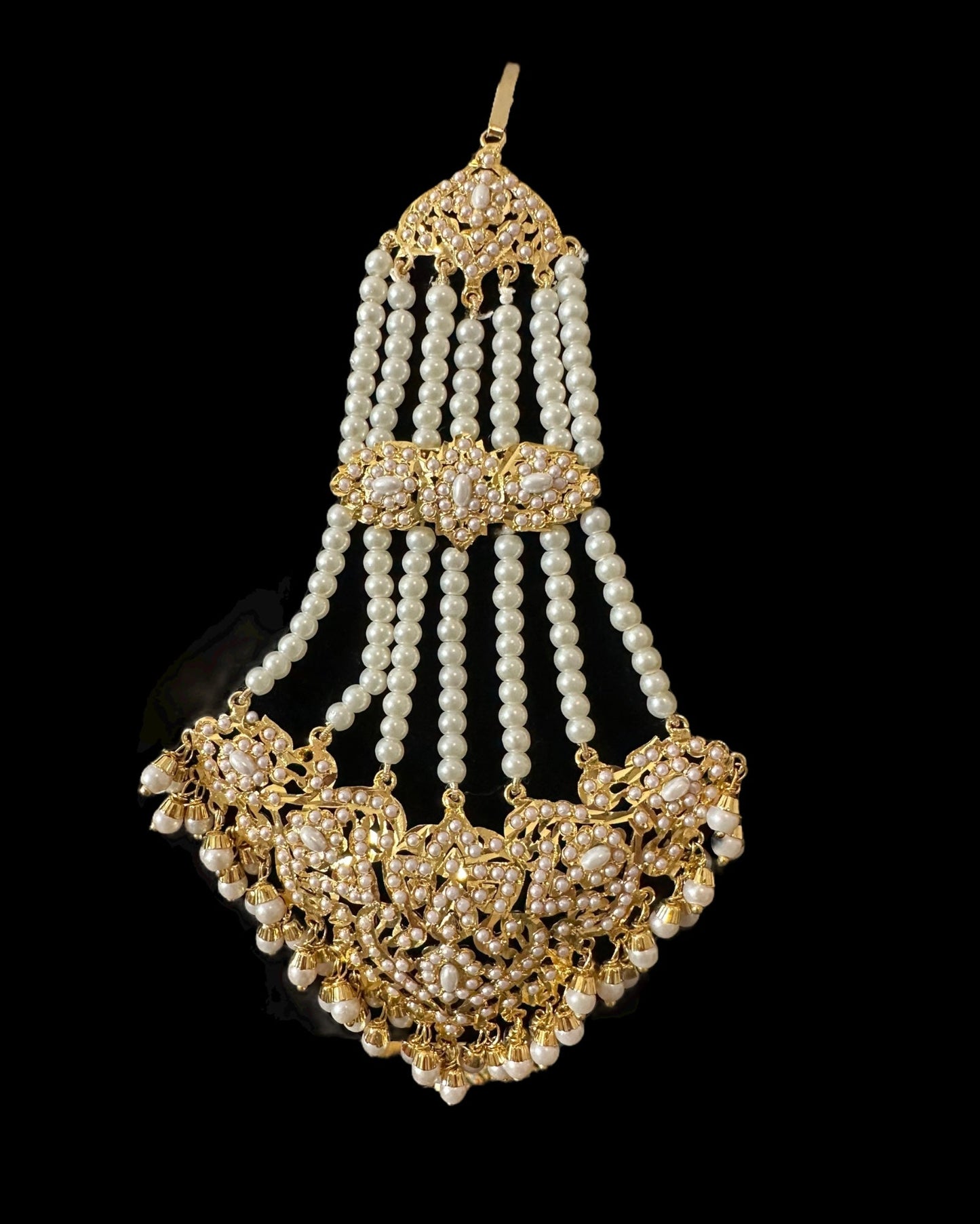 DJHR153 Wafa jadau jhoomar in pearls ( READY TO SHIP )