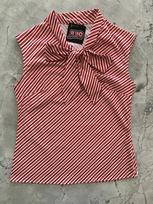 Candy Cane Stripe Bow Top