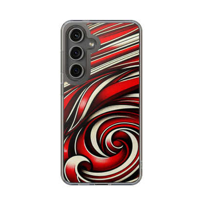 Red & White Swirl Abstract Clear Phone Case