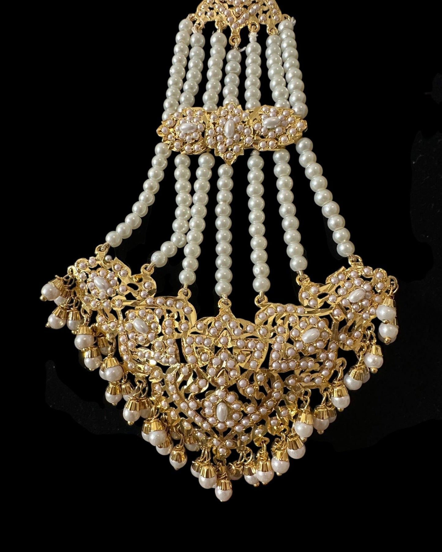 DJHR153 Wafa jadau jhoomar in pearls ( READY TO SHIP )