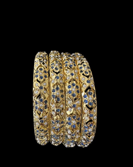 B808 Amira sapphire pearls bangles - set of 4 ( READY TO SHIP )