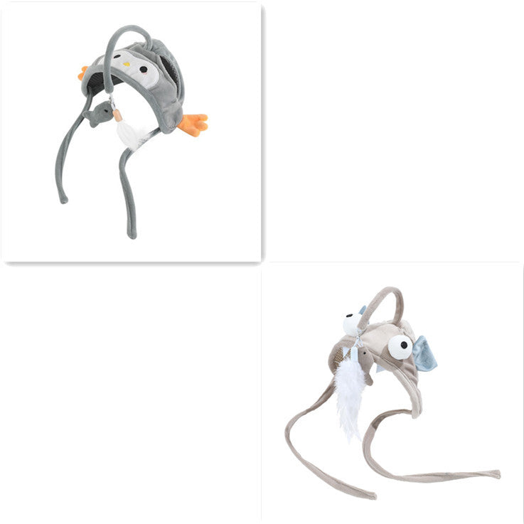 Cat Head Wearing Feather Stick