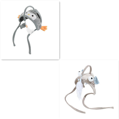 Cat Head Wearing Feather Stick