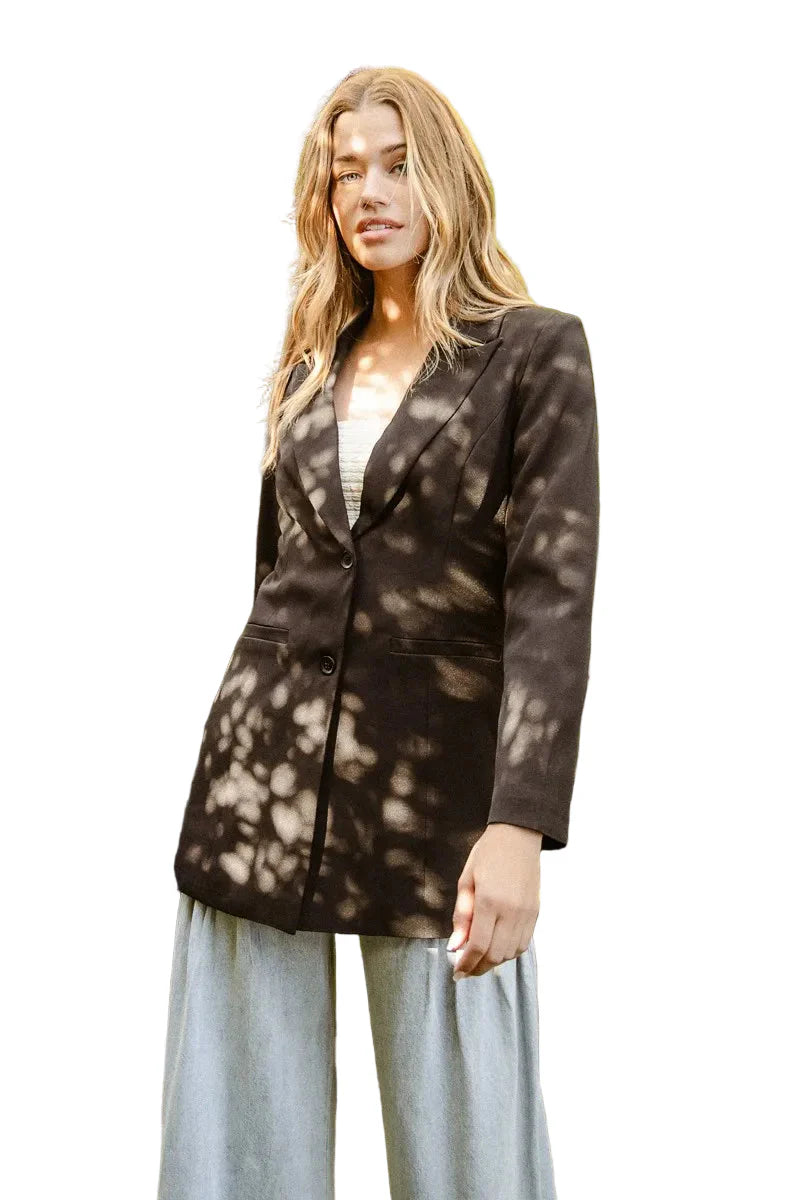 Single Breasted Peaked Lapel Blazer