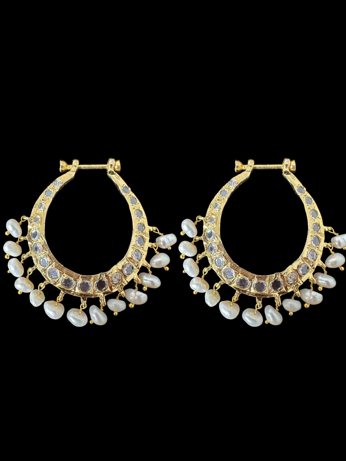 PS553 Hyderabadi / Nizami tirmani in fresh water pearls with chandbali( SHIPS IN 1 WEEK )