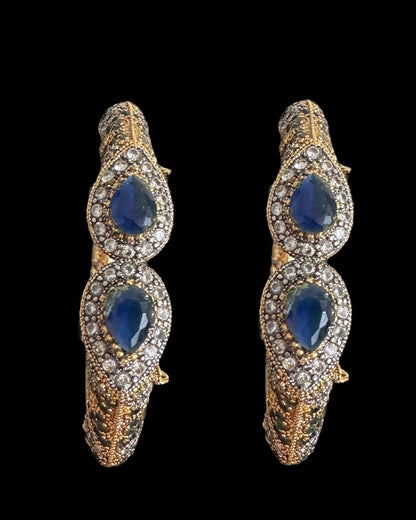 BG807 SALWA zircon bangles -Blue , openable ( SHIPS IN 4 WEEKS  )