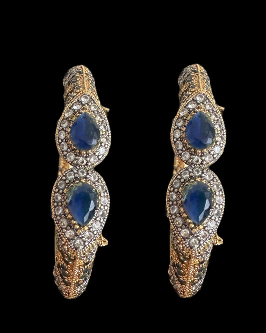 BG807 SALWA zircon bangles -Blue , openable ( SHIPS IN 4 WEEKS  )