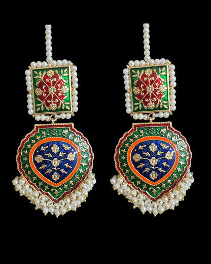 Ulfat meenakari earrings DER15 (READY TO SHIP )