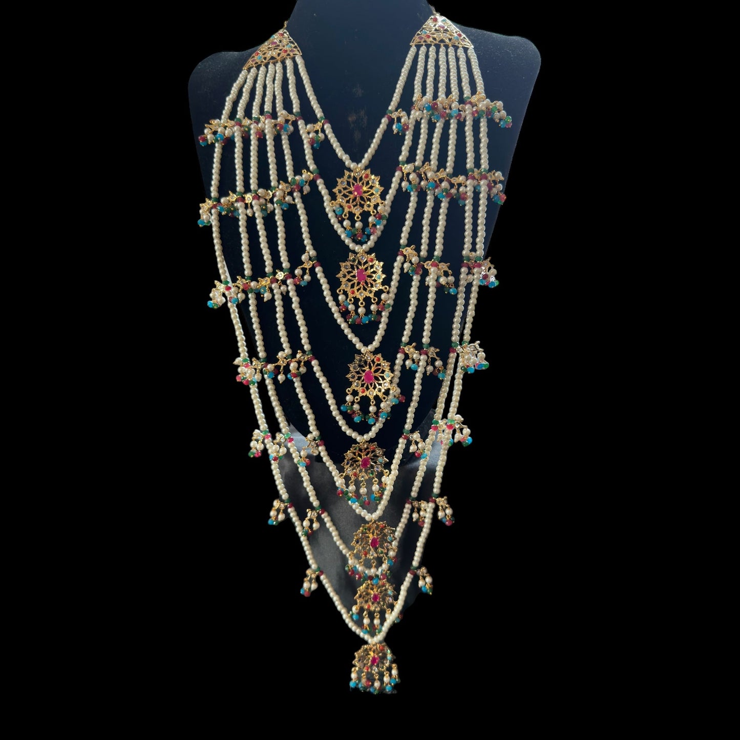 SAT97 Navratan satlada with double jhumka ( SHIPS IN 4 WEEKS )