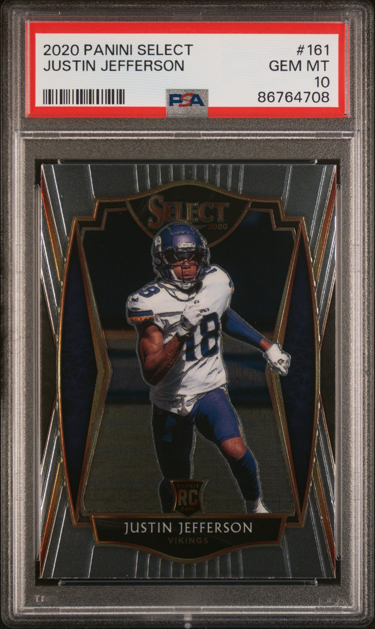 Graded 2020 Panini Select Justin Jefferson #161 Rookie RC Football Card PSA 10 Gem Mint