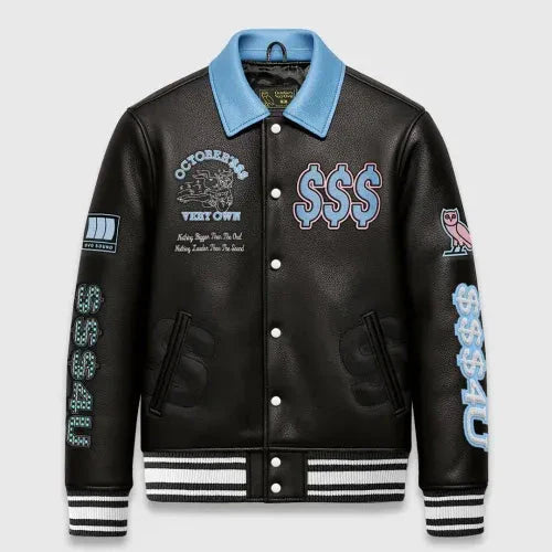 $$$4U Collared Varsity Black Jacket