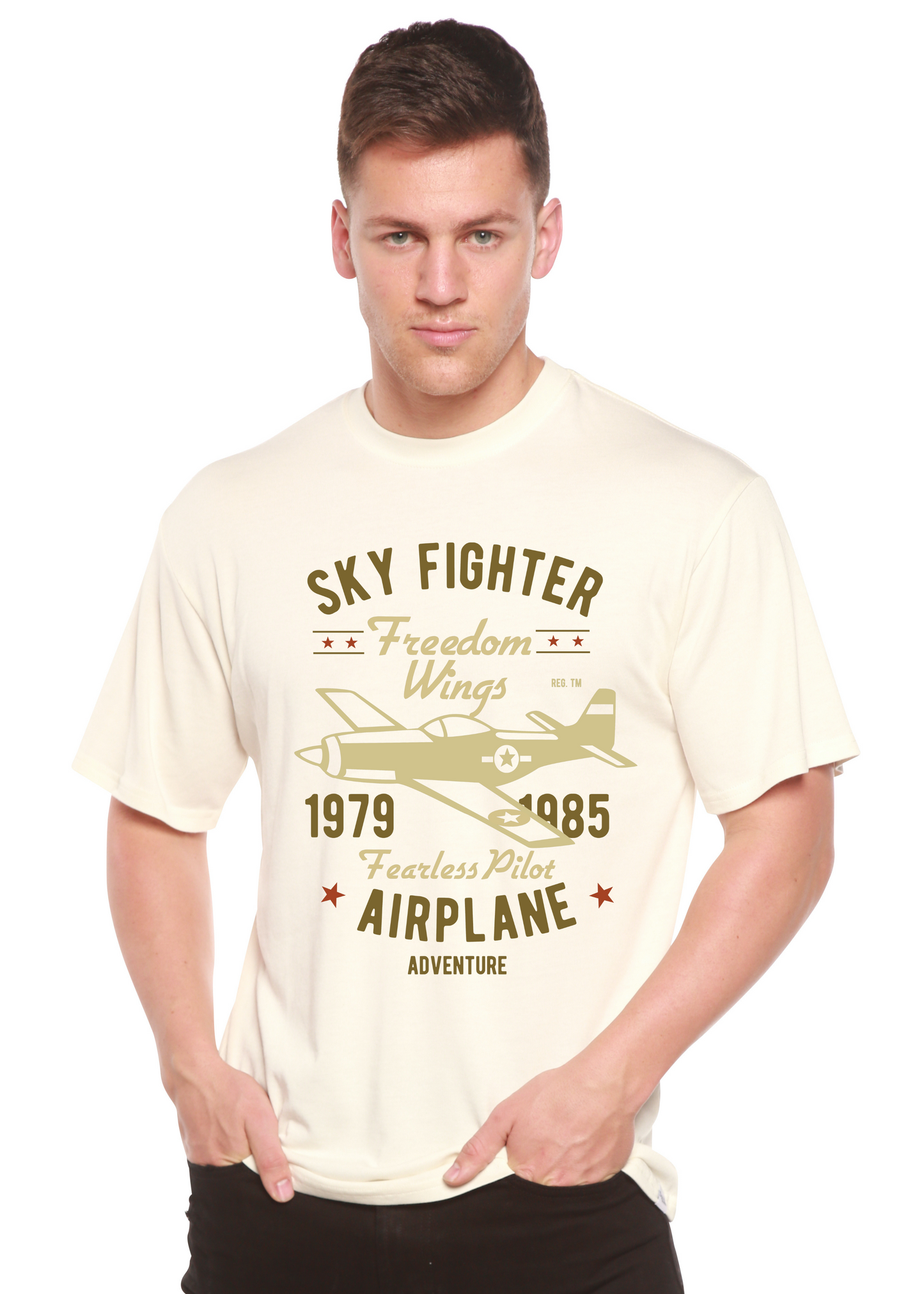 Sky Fighter Spun Bamboo® Men's Bamboo Viscose/Organic Cotton Short Sleeve Graphic T-Shirt