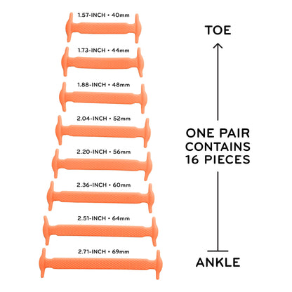 Orange Stretchy Tieless Silicone Elastic Shoelaces | 16 Straps