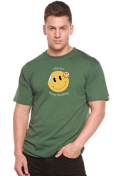 Always Keep Smiling Men's Bamboo Viscose/Organic Cotton Short Sleeve Graphic T-Shirt