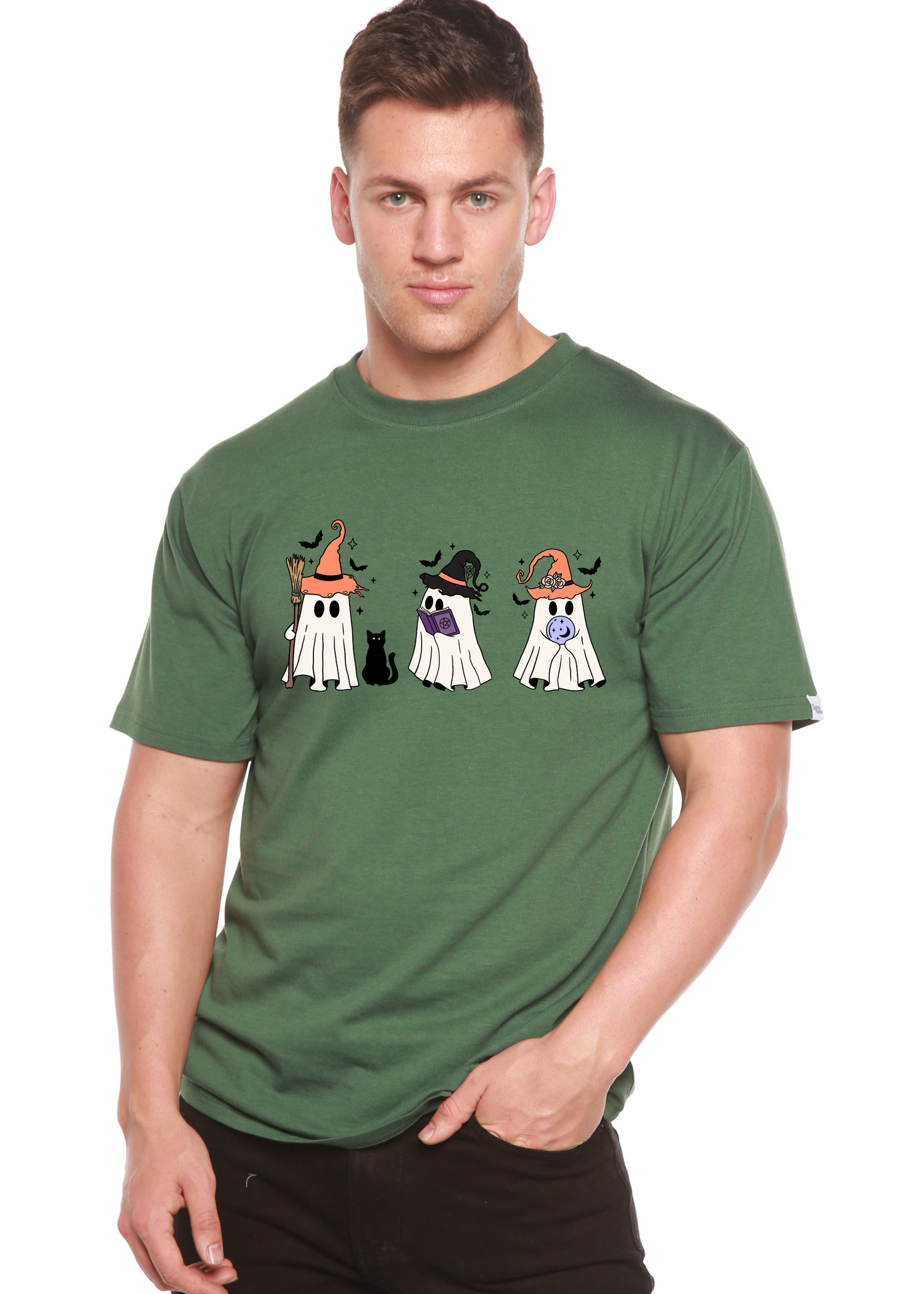 Halloween Boo Men's Bamboo Viscose/Organic Cotton Short Sleeve Graphic T-Shirt