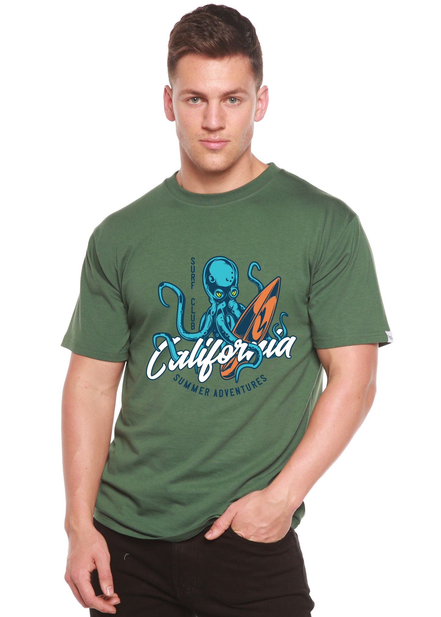 California Summer Adventures Men's Bamboo Viscose/Organic Cotton Short Sleeve Graphic T-Shirt