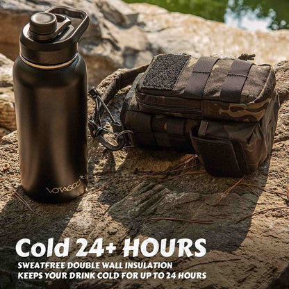 Votagoo 64Oz Half Gallon Stainless Steel Insulated Tactical Water Bottle with Metal Military Water Bottle Tactical Carrier Bag