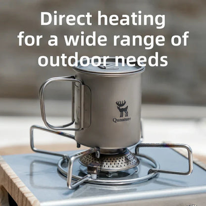 Qunature Pure Titanium Folding Mug Lightweight Durable with Lid for Outdoor Camping