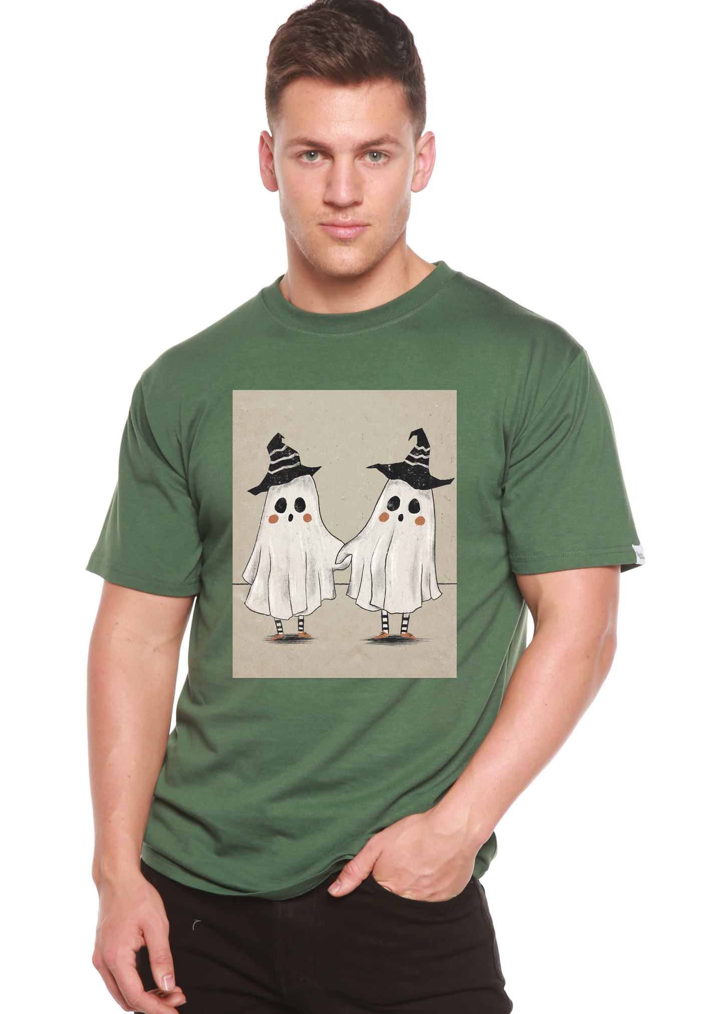 Cute Ghost Men's Bamboo Viscose/Organic Cotton Short Sleeve Graphic T-Shirt