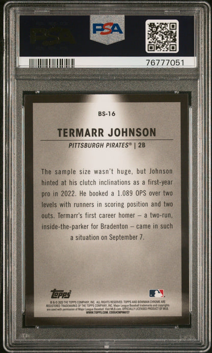 Graded 2023 Topps Bowman Termarr Johnson #BS16 Spotlights Rookie RC Baseball Card PSA 10 Gem Mint