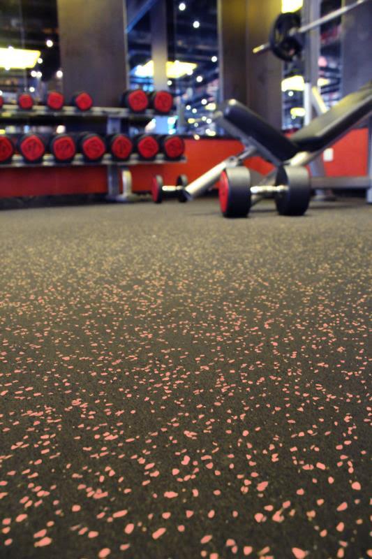 Rubber Gym Flooring - Black with Red Fleck - Muscle D Fitness - 6m & 8mm Thickness