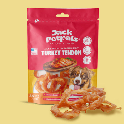 Jack PetPals Handcrafted Jerky Turkey Tendon Dog Treats (2.5oz)