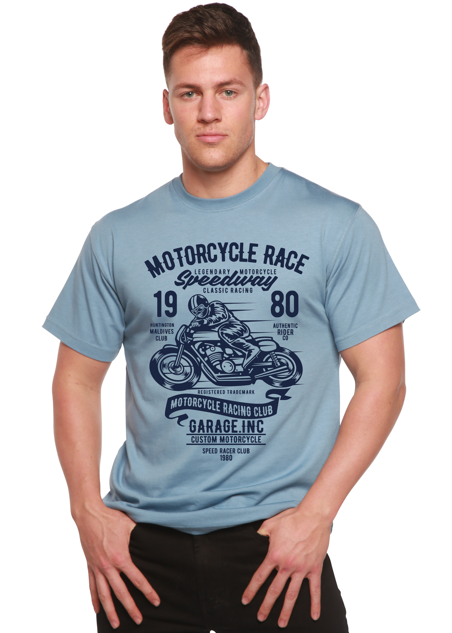 Motorcycles Race Men's Bamboo Viscose/Organic Cotton Short Sleeve Graphic T-Shirt