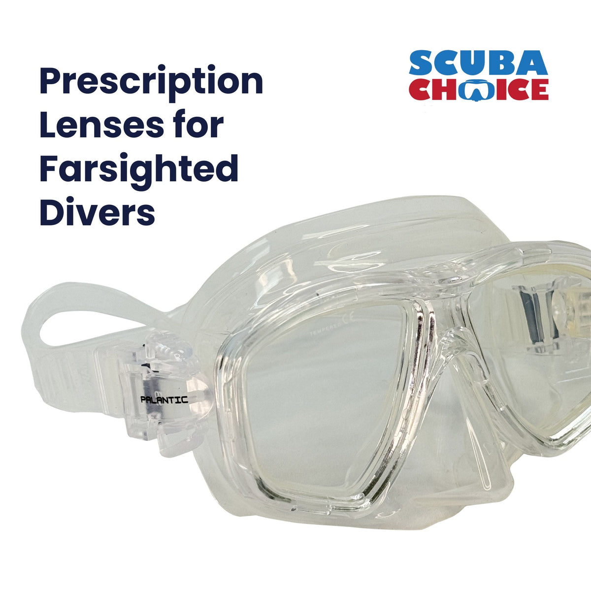 Palantic M36 Clear/Clear Silicone RX Full Farsighted Lenses Dive/Snorkeling Mask
