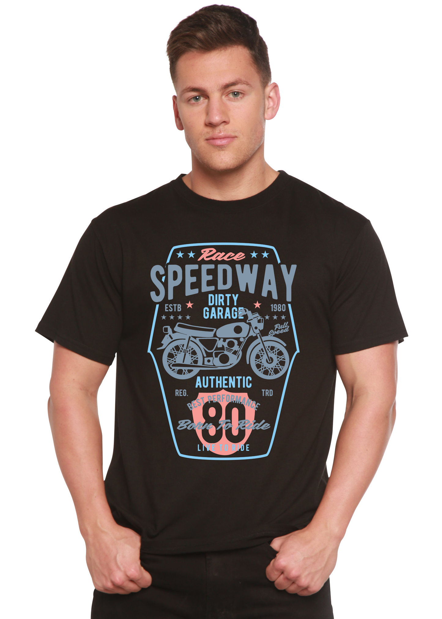Speedway Motorcycle Spun Bamboo® Men's Bamboo Viscose/Organic Cotton Short Sleeve Graphic T-Shirt