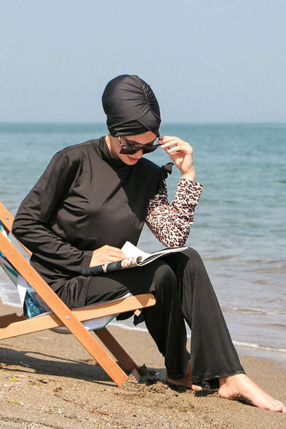 Lycra Black Burkini Modest Swimwear M2101