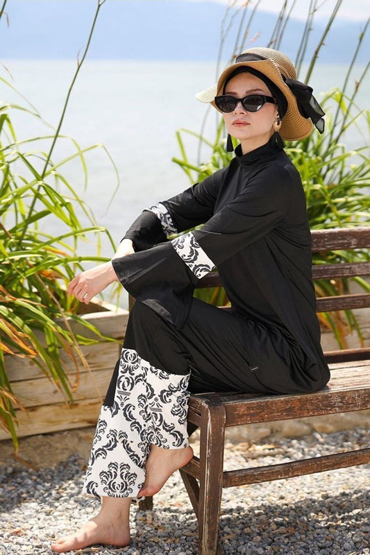 Lycra Black Burkini Modest Swimwear 1958