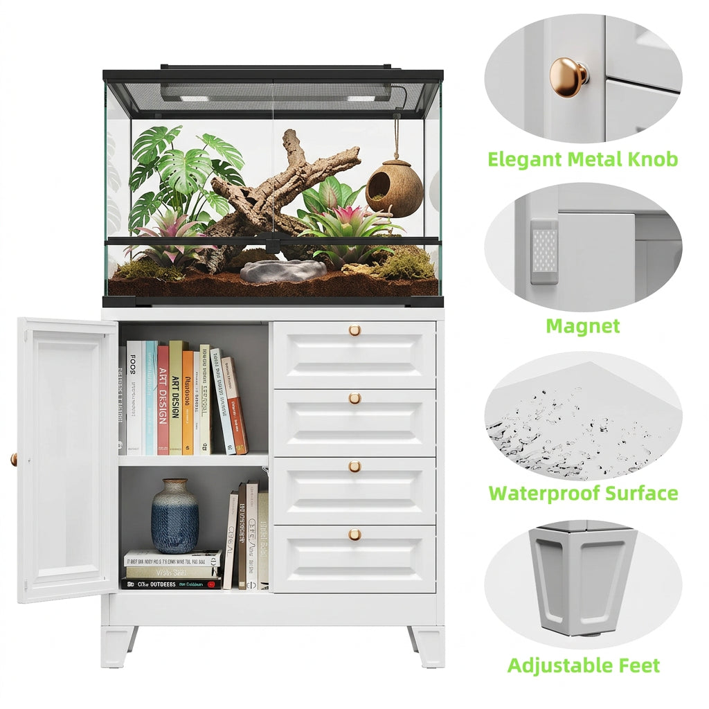 All-Steel Moisture-Proof Stand & 4-Drawer Supply Cabinet (White)