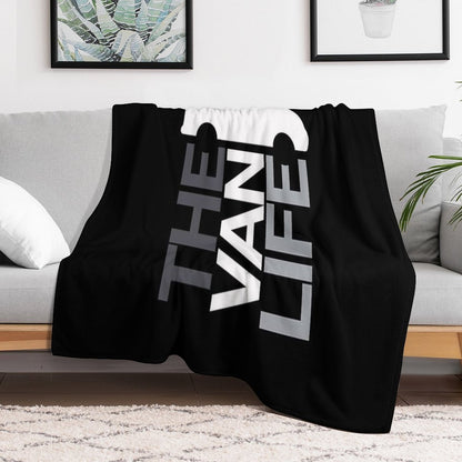 The Van Life Logo  Greyscale Throw Blanket