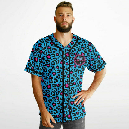 Pink and Blue Leopard Reversible Baseball Jersey