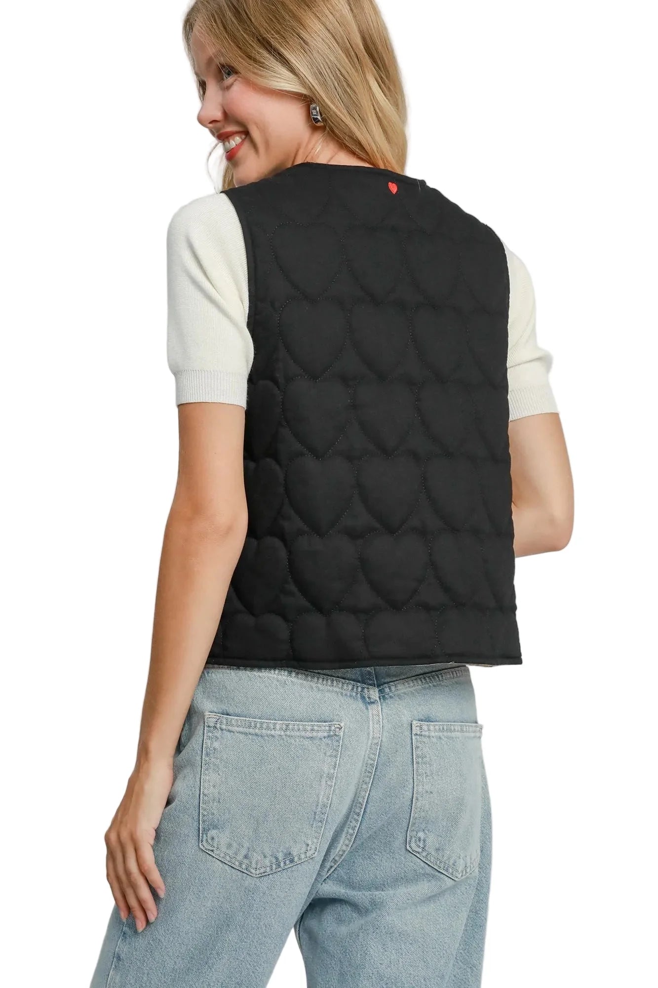 Heart Quilted Tie-Front Vest