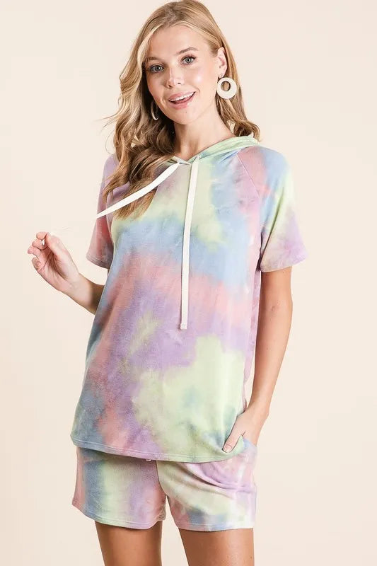 BiBi Tie Dye Terry Hoodie with Drawstring